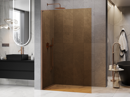 Mexen Kioto L sprchová stěna Walk-in 100 x 200 cm, bronz, kartáčovaná měď - 800-100-103-65-32