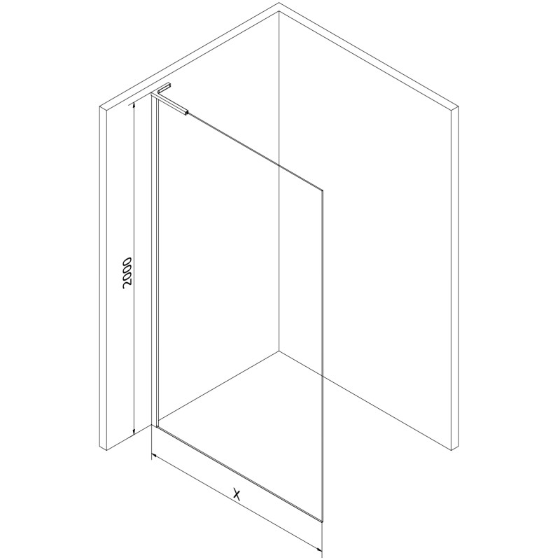 Mexen Kioto L sprchová stěna Walk-in 90 x 200 cm, bronzová, černá - 800-090-103-70-32