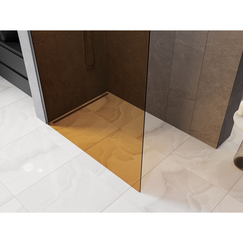 Mexen Kioto L sprchová stěna Walk-in 90 x 200 cm, bronz, gun metal - 800-090-103-95-32