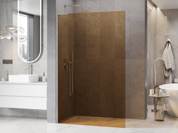 Mexen Kioto L sprchová stěna Walk-in 110 x 200 cm, bronz, kartáčovaný nikl - 800-110-103-97-32