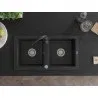 Mexen Mario dvoukomorový žulový dřez s kuchyňskou baterií Telma, černý - 6504-77-670200-70