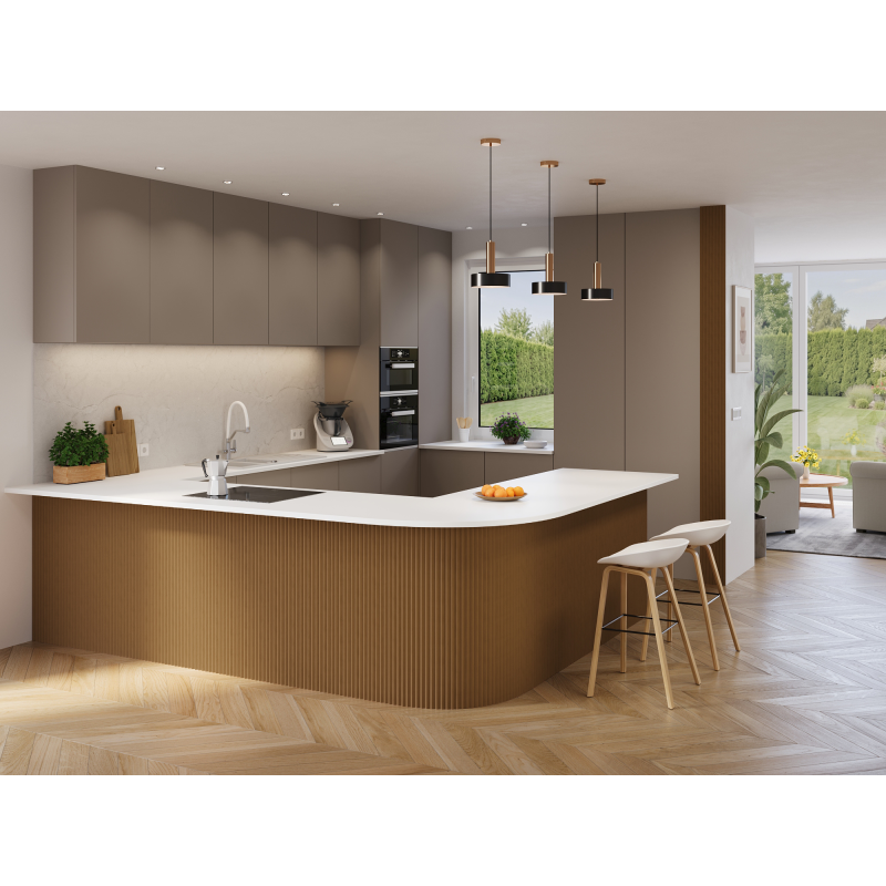 Mexen Ovalo 01 stěnové lamely rýhované elastické 280 x 36 cm, technická dýha, Dub Přírodní - S130-280-01-042