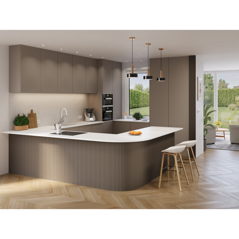 Mexen Ovalo 01 stěnové lamely rýhované elastické 280 x 36 cm, technická dýha, Šedý Dub - S130-280-01-043