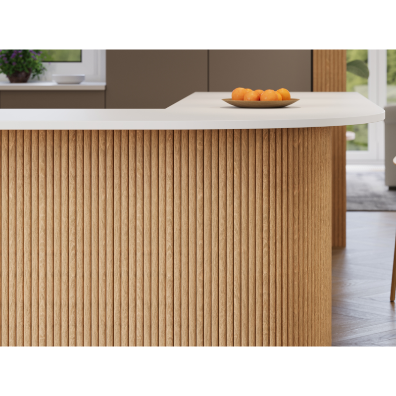 Mexen Ovalo 03 lamely stěnové rýhované elastické 280 x 36 cm, technická dýha, Bělený Dub - S130-280-03-040