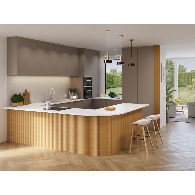 Mexen Ovalo 03 elastické lamely na stěnu s drážkami 280 x 36 cm, technická dýha, Dub Classic - S130-280-03-041