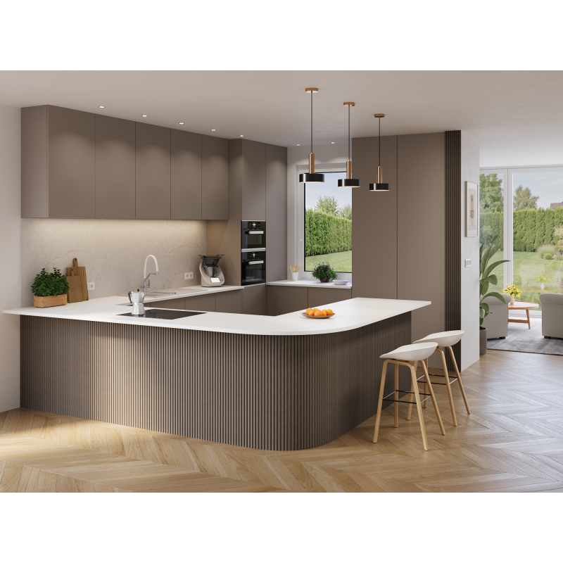 Mexen Ovalo 03 lamely na stěnu rýhované elastické 280 x 36 cm, technická dýha, Šedý Dub - S130-280-03-043