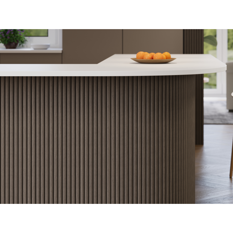 Mexen Ovalo 03 lamely na stěnu rýhované elastické 280 x 36 cm, technická dýha, Šedý Dub - S130-280-03-043
