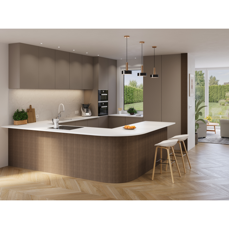 Mexen Ovalo 03 ryhované elastické stěnové lamely 280 x 36 cm, technická dýha, Tmavý ořech - S130-280-03-044