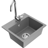 Mexen Milo granitový dřez 1-komorový s kuchyňskou baterií Telma, šedý - 6505-71-670200-00