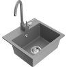 Mexen Milo granitový dřez s 1 komorou s kuchyňskou baterií Telma, šedý - 6505-71-670200-71