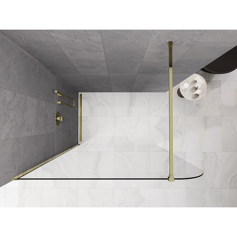 Mexen Kioto-P Sprchová stěna Walk-in 110 x 200 cm, transparentní 8 mm, zlatá - 800-110-101-50-00-P