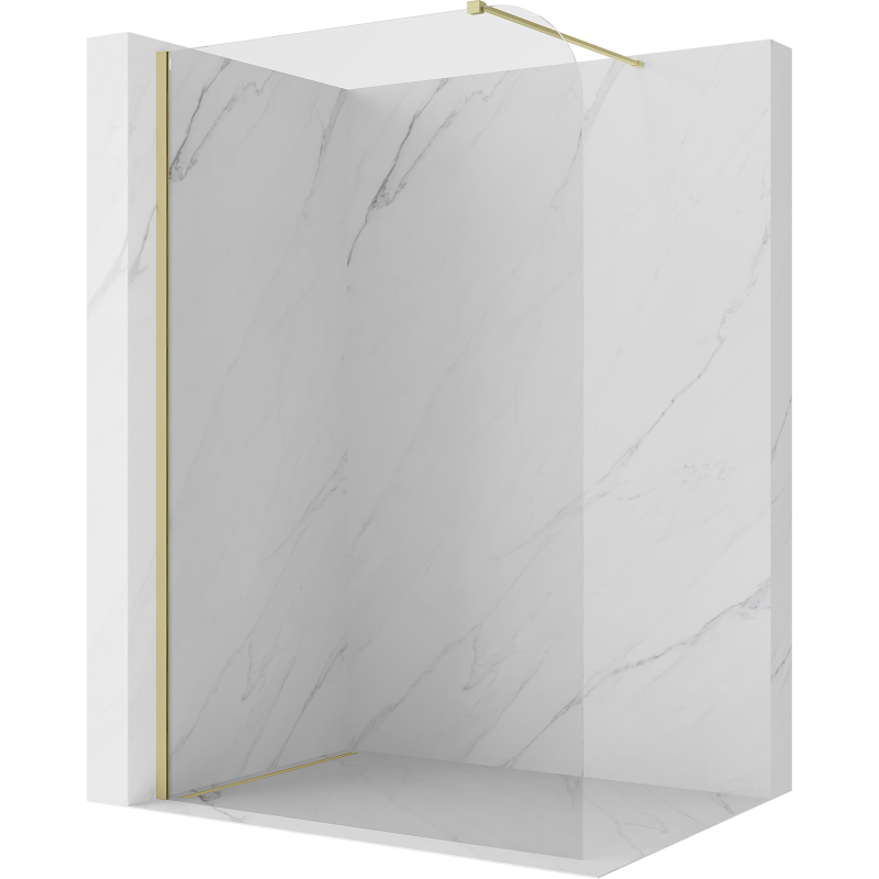 Mexen Kioto-P sprchová stěna Walk-in 140 x 200 cm, průhledná 8 mm, zlatá kartáčovaná - 800-140-101-55-00-P