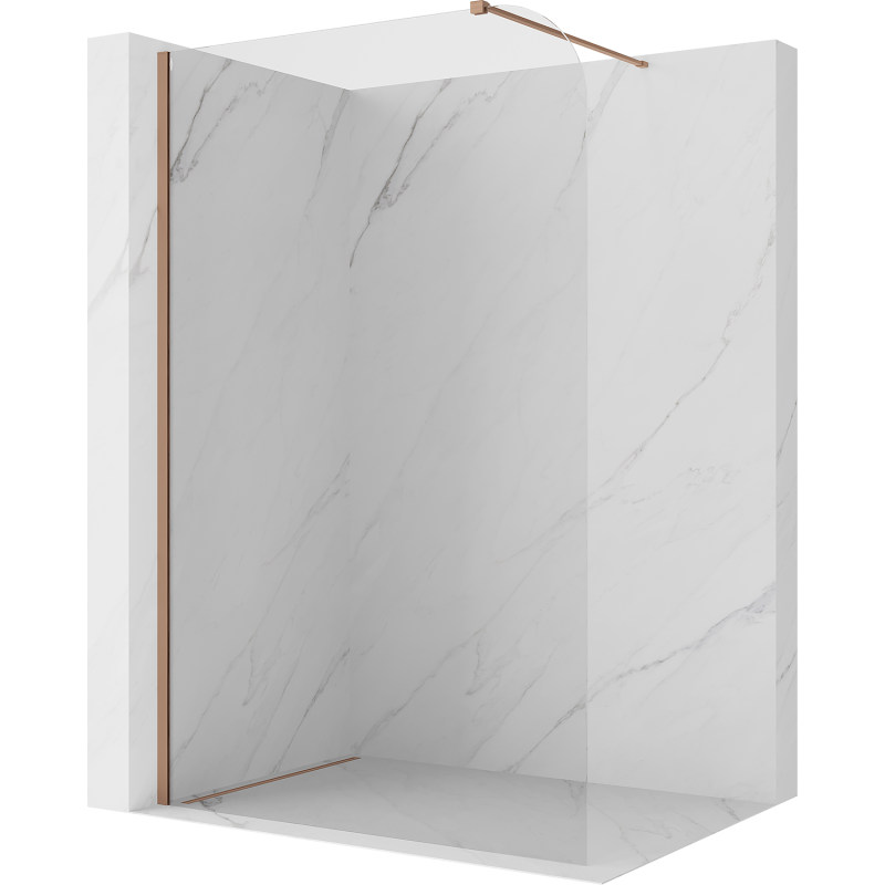Mexen Kioto-P sprchová stěna Walk-in 70 x 200 cm, transparentní 8 mm, kartáčovaná měď - 800-070-101-65-00-P