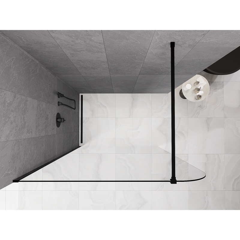 Mexen Kioto-P sprchová stěna Walk-in 110 x 200 cm, transparentní 8 mm, černá - 800-110-101-70-00-P