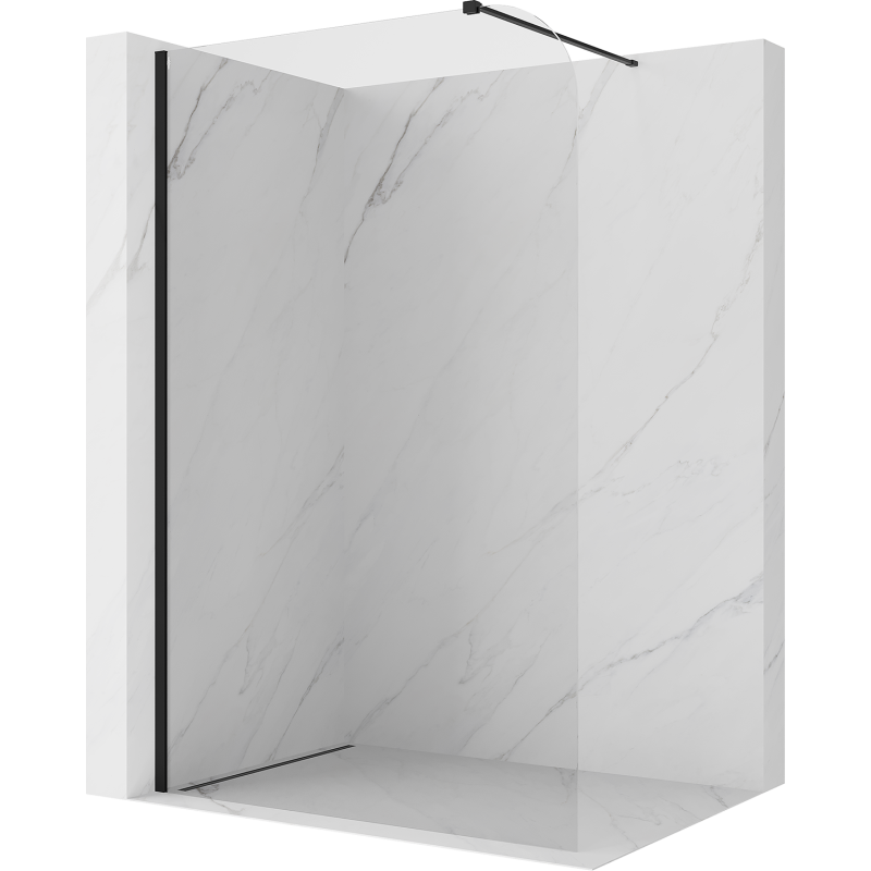 Mexen Kioto-P sprchová stěna Walk-in 130 x 200 cm, transparentní 8 mm, černá - 800-130-101-70-00-P