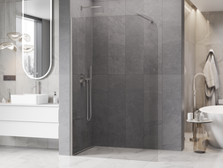 Mexen Kioto-P sprchová stěna Walk-in 70 x 200 cm, transparentní 8 mm, kartáčovaný nikl - 800-070-101-97-00-P