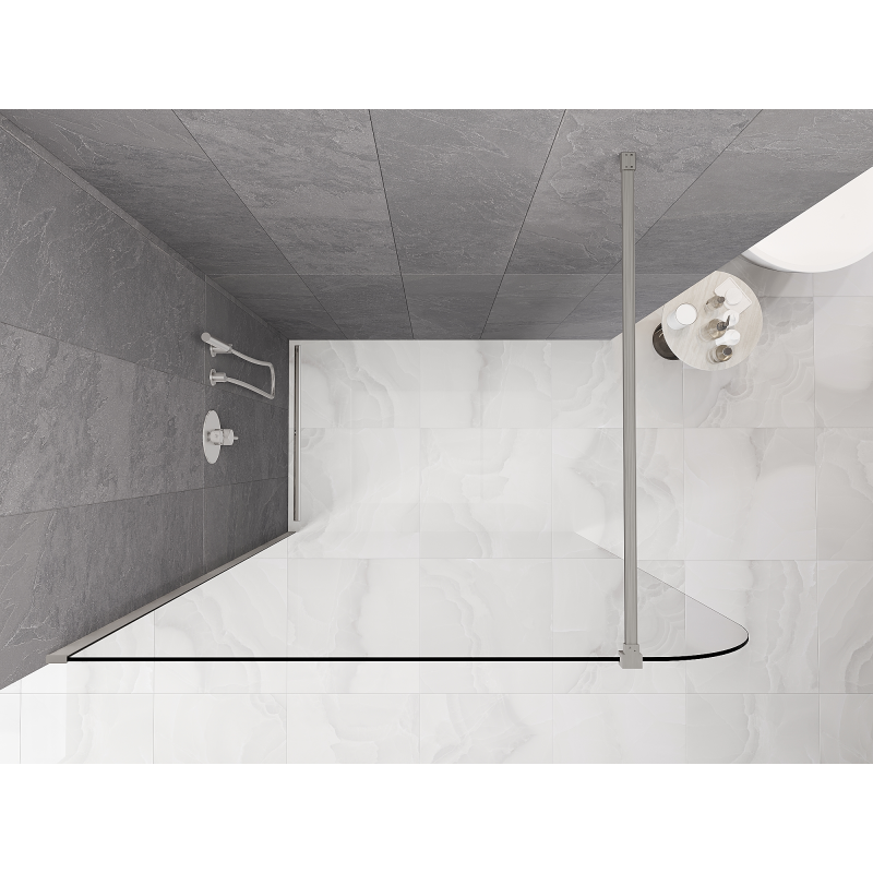 Mexen Kioto-P sprchová stěna Walk-in 90 x 200 cm, transparentní 8 mm, kartáčovaný nikl - 800-090-101-97-00-P