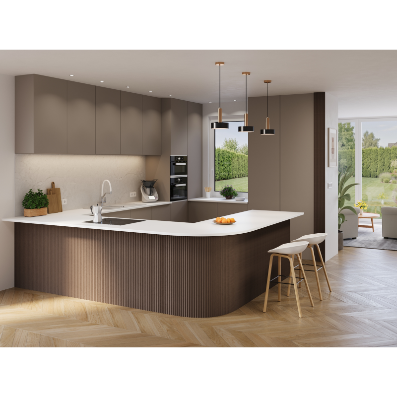 Mexen Ovalo 01 elastické žebrované stěnové lamely 280 x 36 cm, technická dýha, Dub Mocca - S130-280-01-045