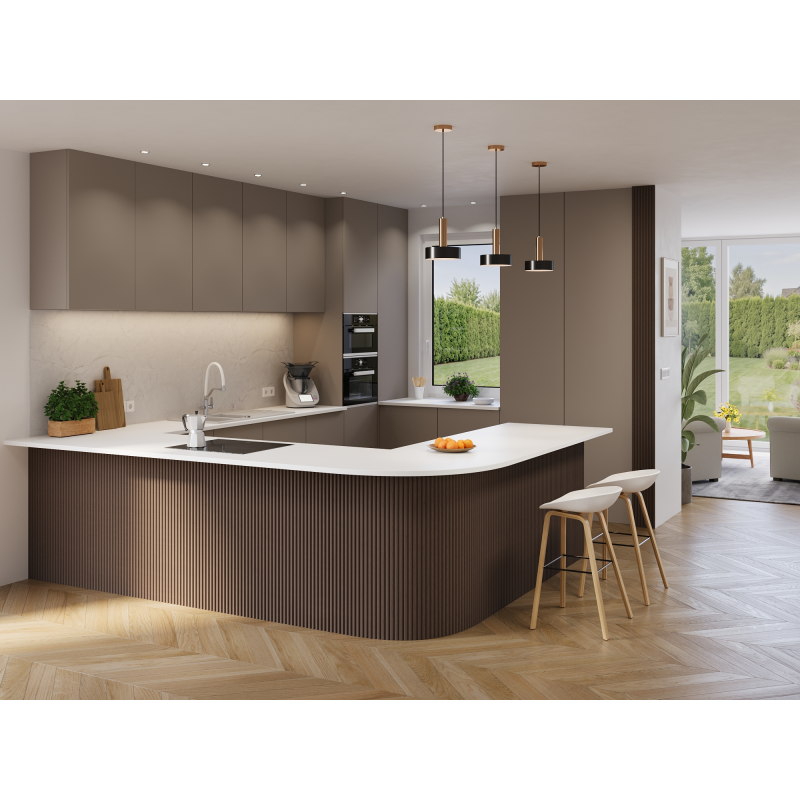 Mexen Ovalo 02 žebrované flexibilní nástěnné lamely 280 x 36 cm, technická dýha, Dub Mocca - S130-280-02-045