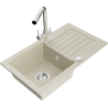 Mexen Pablo granitový dřez 1-komorový s odkapávačem a kuchyňskou baterií Duero, béžový - 6510-69-671600-00