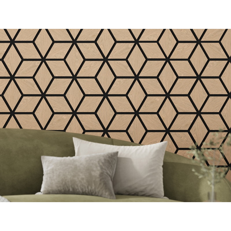 Mexen Form 02 vzorek akustického stěnového panelu, plsť 9 mm, technická dýha, Bělený dub - S111-02-040-S