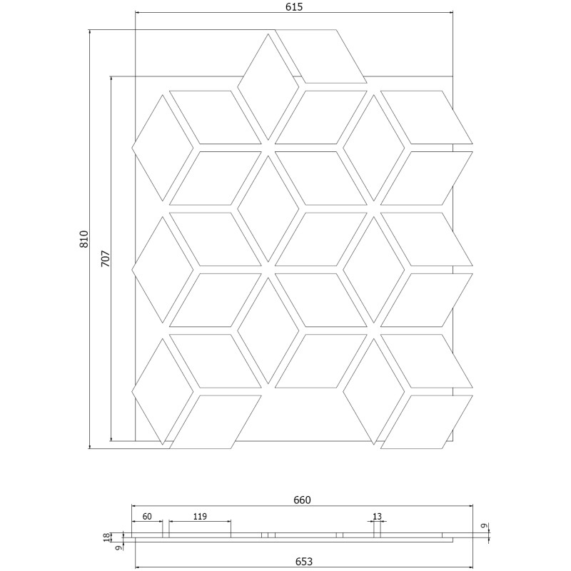 Mexen Form 02 vzorek akustického nástěnného panelu, Šedý dub - S111-02-043-S