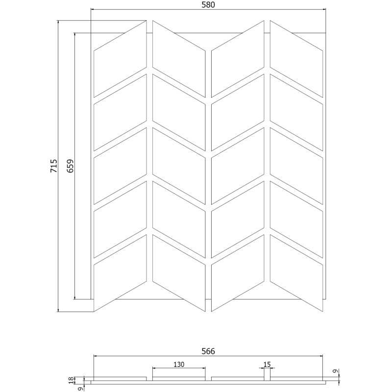 Mexen Form 03 vzorek akustického nástěnného panelu, plsť 9 mm, technická dýha, Přírodní Dub - S111-03-042-S