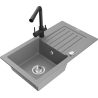 Mexen Pablo granitový dřez 1-komorový s odkapávačem a kuchyňskou baterií Duero, šedý - 6510-71-671600-70