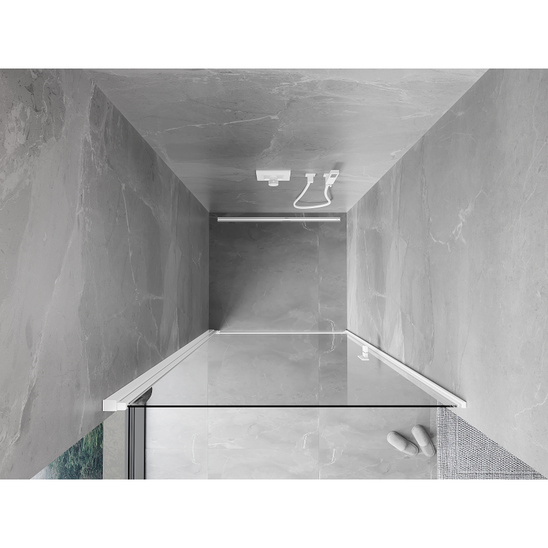 Mexen Mist-B sprchové dveře otočné 85 cm, transparentní, bílé - 8A2-085-000-20-00