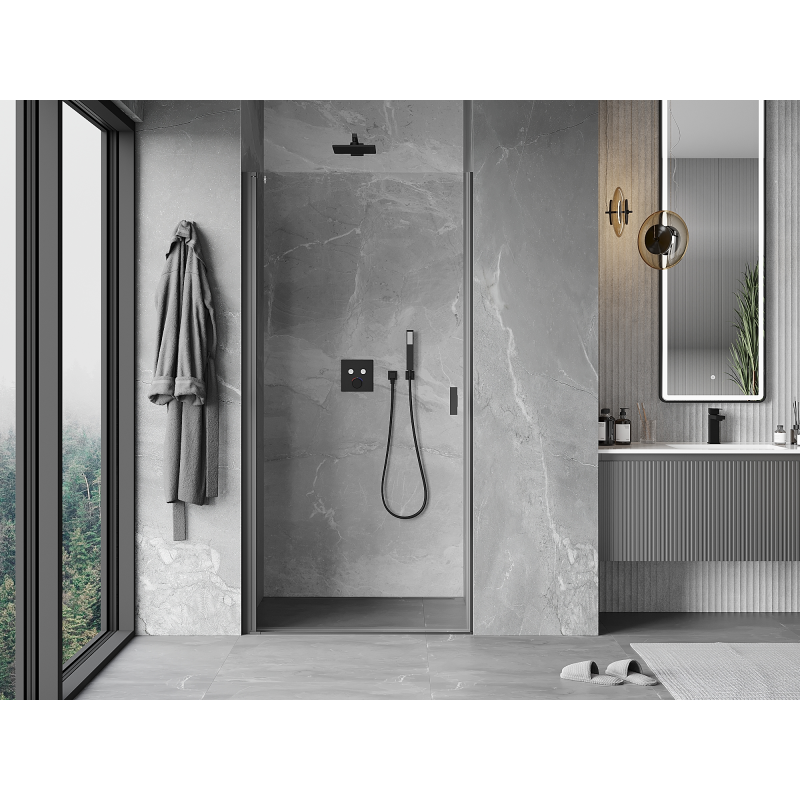 Mexen Mist-B sprchové dveře otočné 80 cm, transparentní, gun metal - 8A2-080-000-95-00