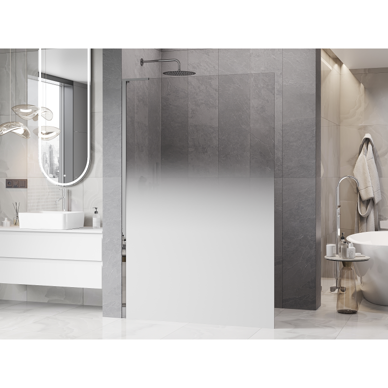 Mexen Kioto L sprchová stěna Walk-in 100 x 200 cm, bílá ombre 8 mm, chrom - 800-100-103-01-86