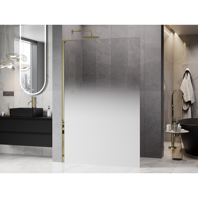 Mexen Kioto L sprchová stěna Walk-in 120 x 200 cm, ombre bílá 8 mm, zlatá - 800-120-103-50-86