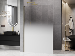 Mexen Kioto L sprchová zástěna Walk-in 80 x 200 cm, bílý ombre 8 mm, zlatý kartáčovaný - 800-080-103-55-86