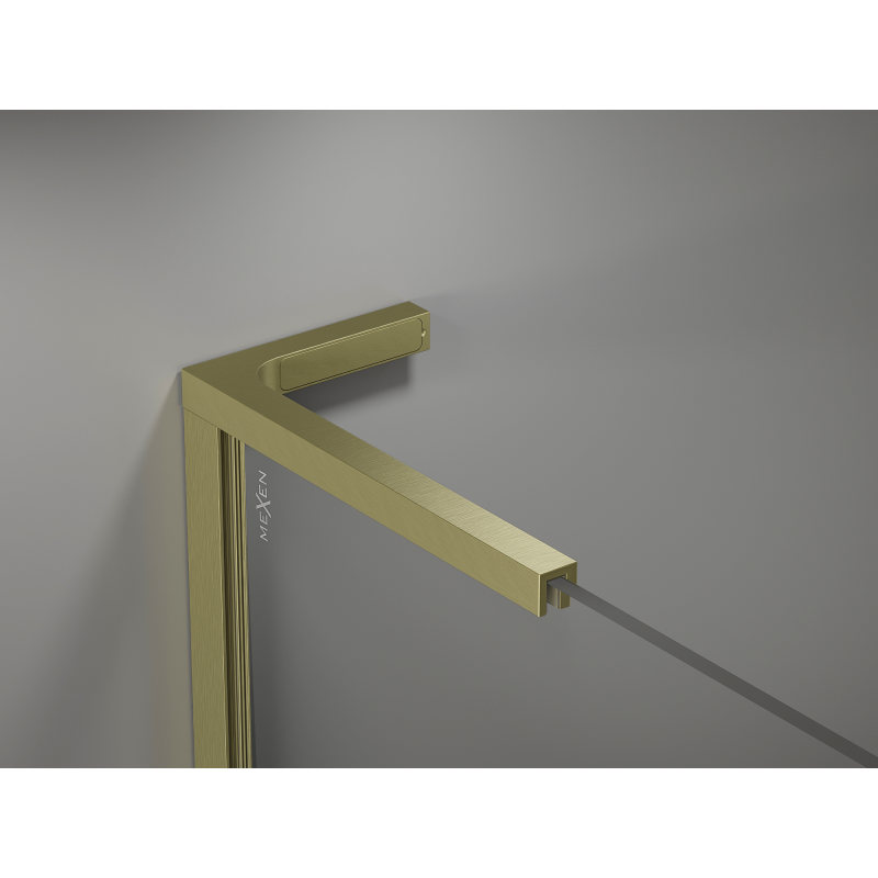 Mexen Kioto L sprchová stěna Walk-in 90 x 200 cm, bílá ombré 8 mm, zlatá kartáčovaná - 800-090-103-55-86