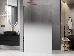 Mexen Kioto L sprchová stěna Walk-in 90 x 200 cm, bílá ombre 8 mm, růžové zlato - 800-090-103-60-86