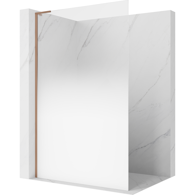 Mexen Kioto L sprchová stěna Walk-in 90 x 200 cm, bílá ombre 8 mm, kartáčovaná měď - 800-090-103-65-86
