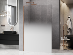 Mexen Kioto L sprchová stěna Walk-in 120 x 200 cm, bílá ombre 8 mm, kartáčovaná měď - 800-120-103-65-86