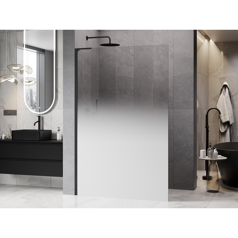 Mexen Kioto L sprchová stěna Walk-in 90 x 200 cm, bílý ombre 8 mm, černá - 800-090-103-70-86