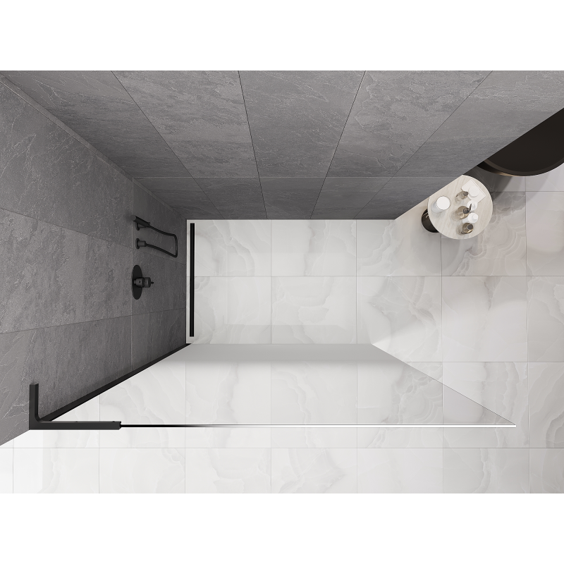 Mexen Kioto L sprchová stěna Walk-in 90 x 200 cm, bílý ombre 8 mm, černá - 800-090-103-70-86