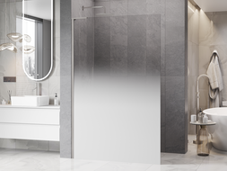 Mexen Kioto L sprchová stěna Walk-in 70 x 200 cm, ombré bílá 8 mm, kartáčovaný nikl - 800-070-103-97-86