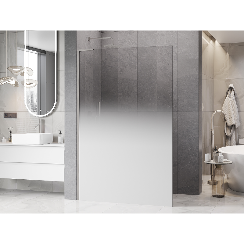 Mexen Kioto L sprchová stěna Walk-in 120 x 200 cm, bílý ombre 8 mm, kartáčovaný nikl - 800-120-103-97-86