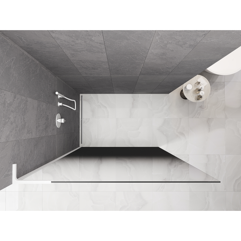 Mexen Kioto L sprchová stěna Walk-in 90 x 200 cm, černé ombre 8 mm, bílá - 800-090-103-20-76