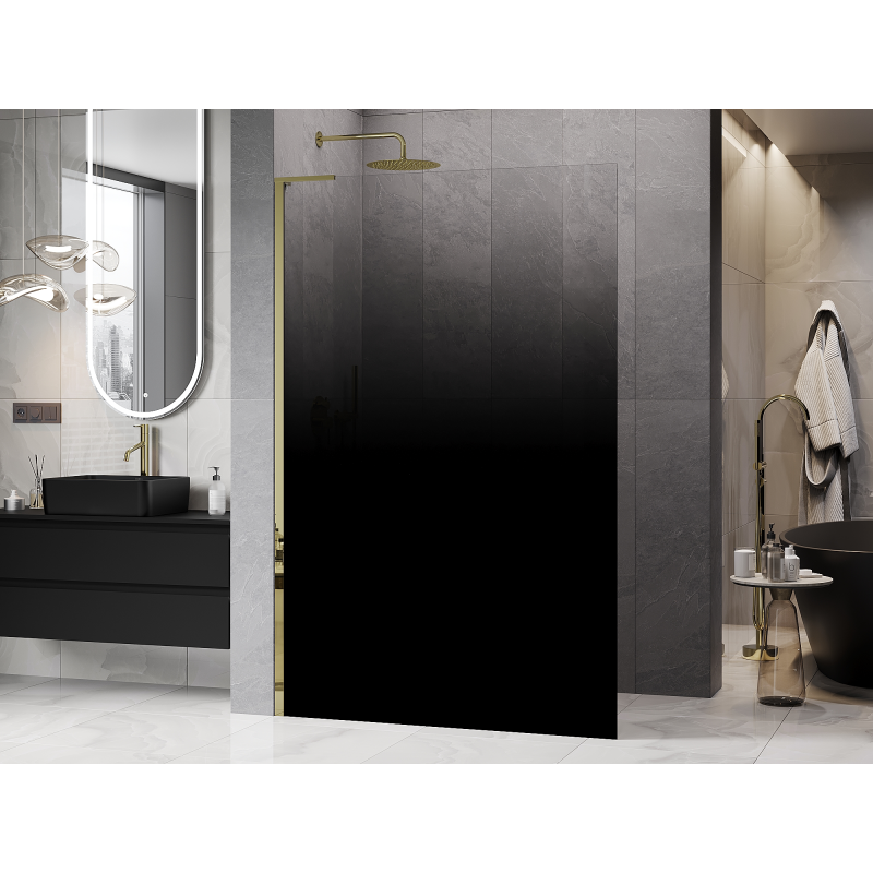 Mexen Kioto L sprchová stěna Walk-in 90 x 200 cm, ombre černá 8 mm, zlatá - 800-090-103-50-76