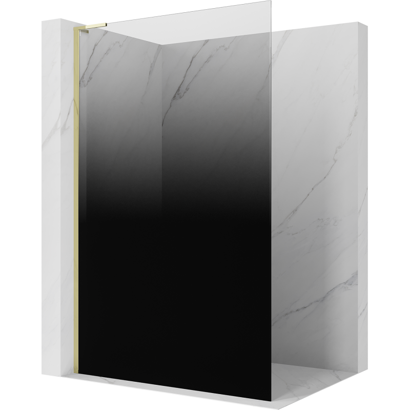 Mexen Kioto L sprchová stěna Walk-in 100 x 200 cm, ombre černá 8 mm, zlatá - 800-100-103-50-76