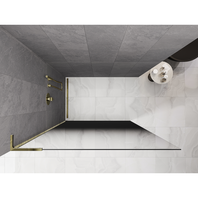 Mexen Kioto L sprchová stěna Walk-in 110 x 200 cm, černé ombre 8 mm, zlatá - 800-110-103-50-76