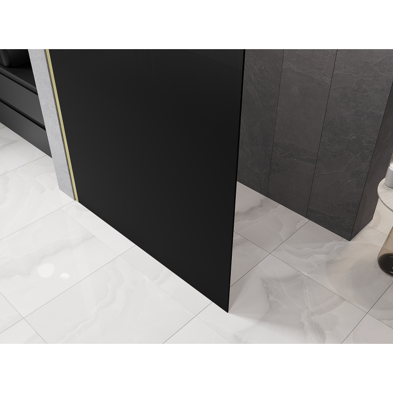 Mexen Kioto L sprchová stěna Walk-in 90 x 200 cm, černé ombre 8 mm, zlatá kartáčovaná - 800-090-103-55-76