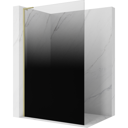 Mexen Kioto L sprchová stěna Walk-in 90 x 200 cm, černé ombre 8 mm, zlatá kartáčovaná - 800-090-103-55-76