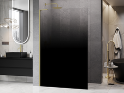 Mexen Kioto L sprchová stěna Walk-in 110 x 200 cm, ombre černá 8 mm, zlatá kartáčovaná - 800-110-103-55-76