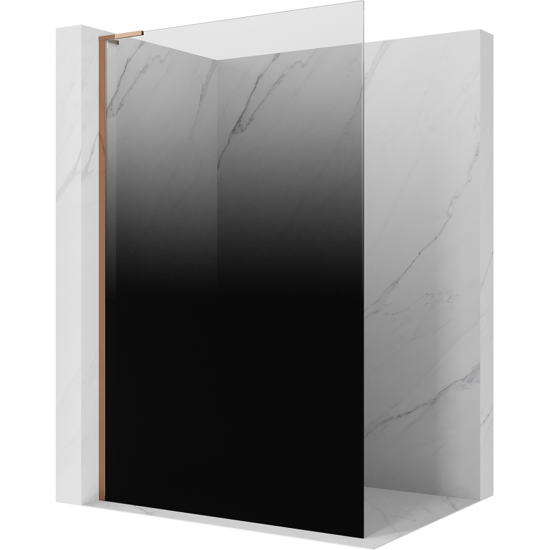 Mexen Kioto L sprchová stěna Walk-in 90 x 200 cm, černá ombre 8 mm, růžové zlato - 800-090-103-60-76