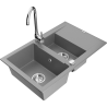 Mexen Gaspar granitový dřez 1,5-komorový s odkapávačem a kuchyňskou baterií Telma, šedý - 6507-71-670200-00